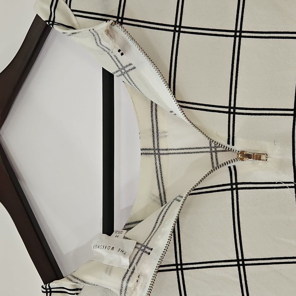 The Workshop Black White Windowpane Pattern Top Sz Med - Picture 9 of 11